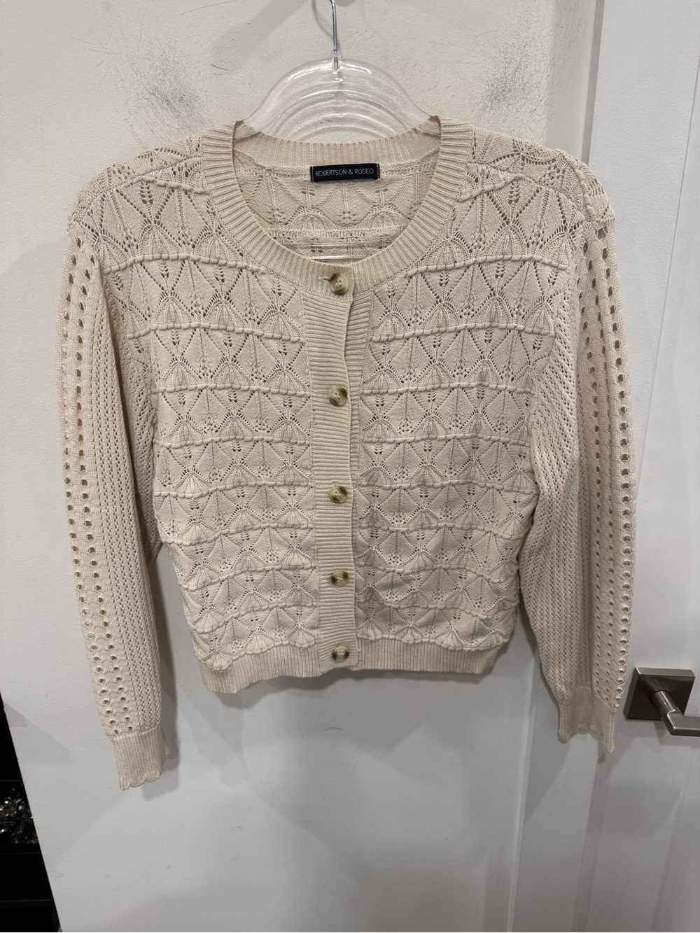 Cream Knit Button-Down Cardigan
